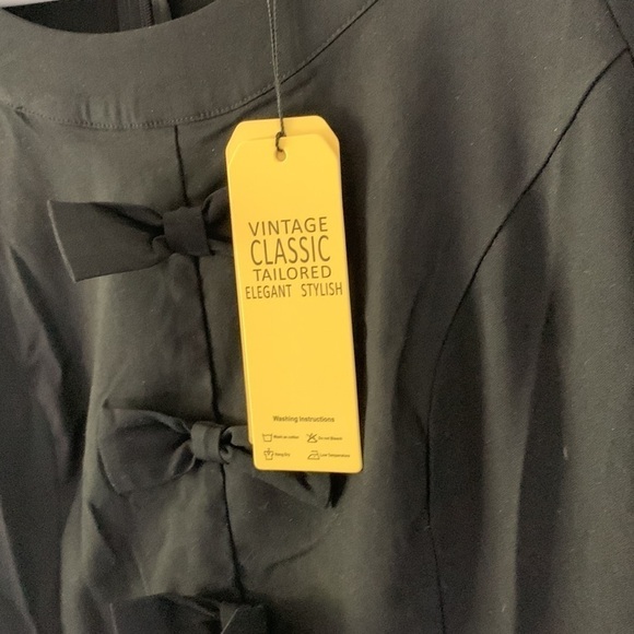 Gown Town fit and flare dress black‎ retro vintage style 1950 NWT bows tailored - Picture 4 of 15